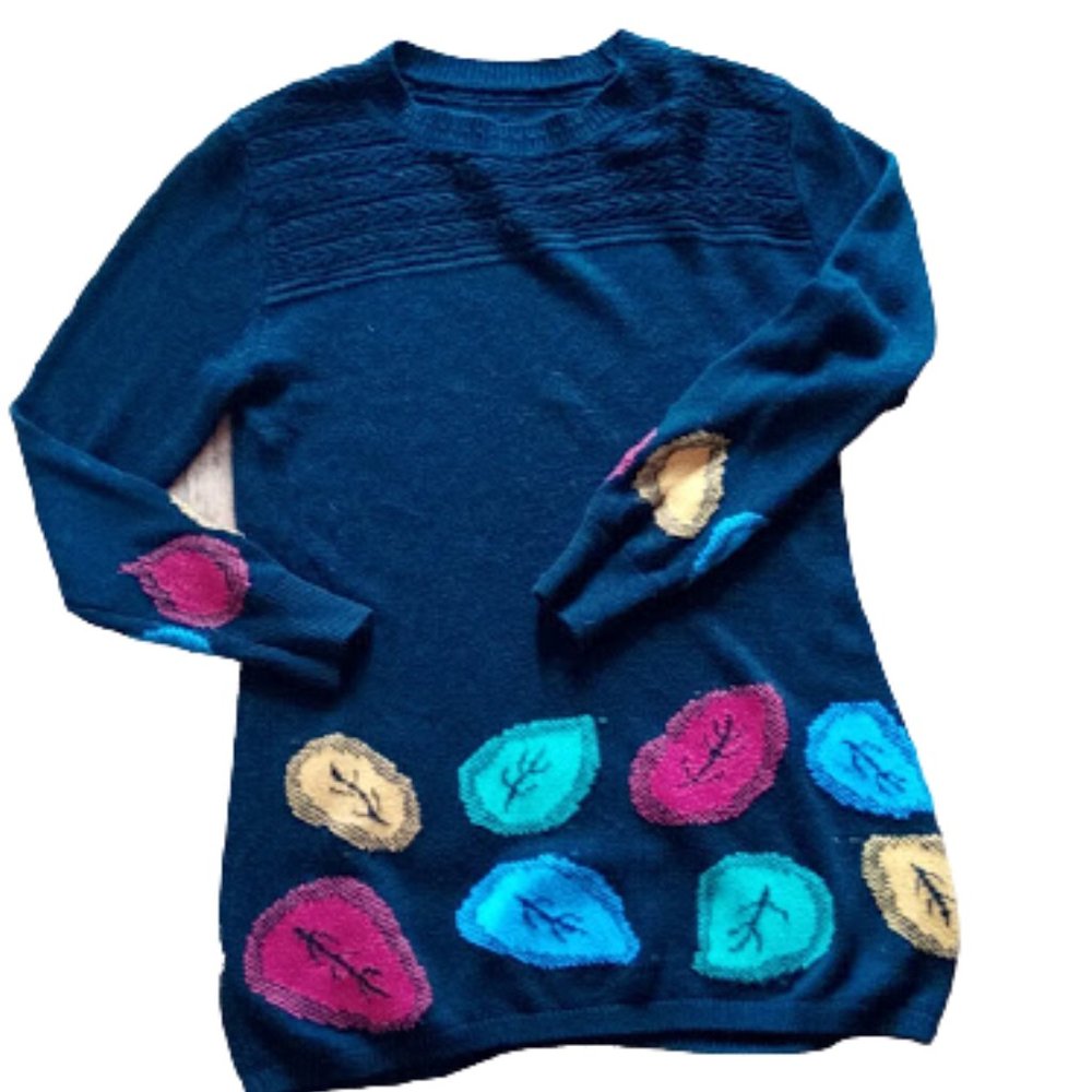 Leaf Theme Black Sweater Fits Size Large